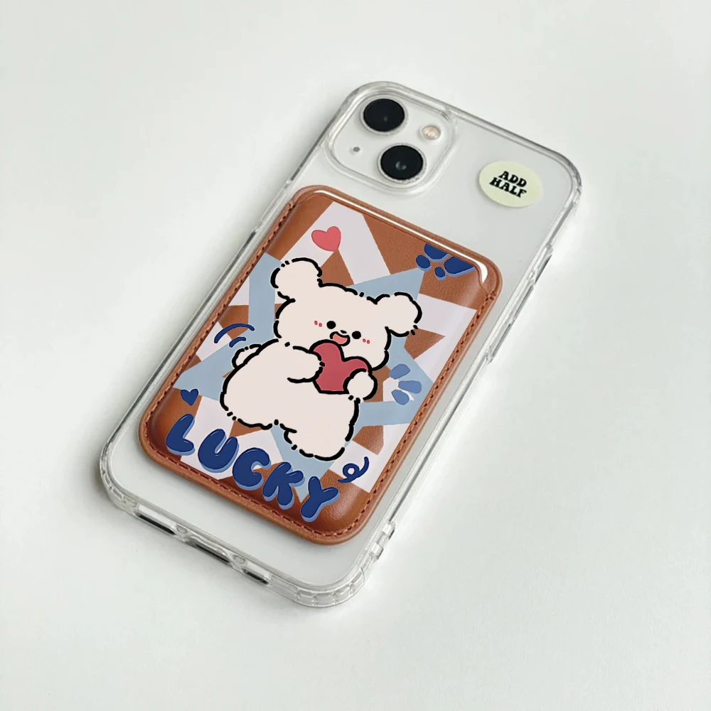 Lucky Puppy Leder-Kartenetui Handyhülle Kartenhalter für Magnetische Hülle Geeignet für alle iPhone Magsafe Karten-Handy-Rückseiten-Taschen – Detail 6
