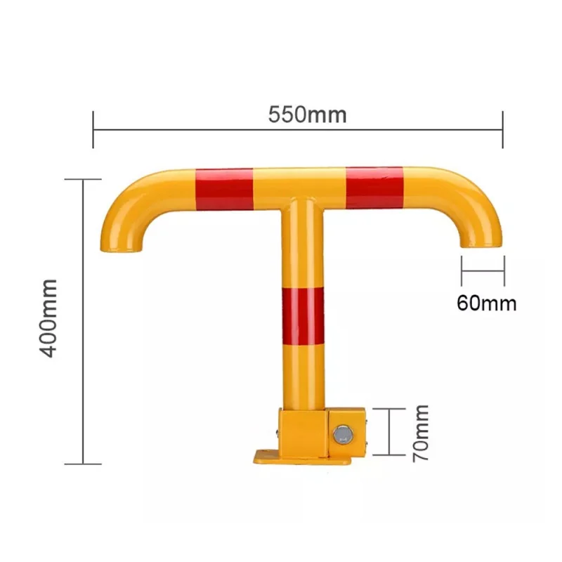 Top Standard Manual Car Parking Lock, T Shape Strip Parking Lock Bright Black with Yellow Warning Color Easy Mounting by The Key