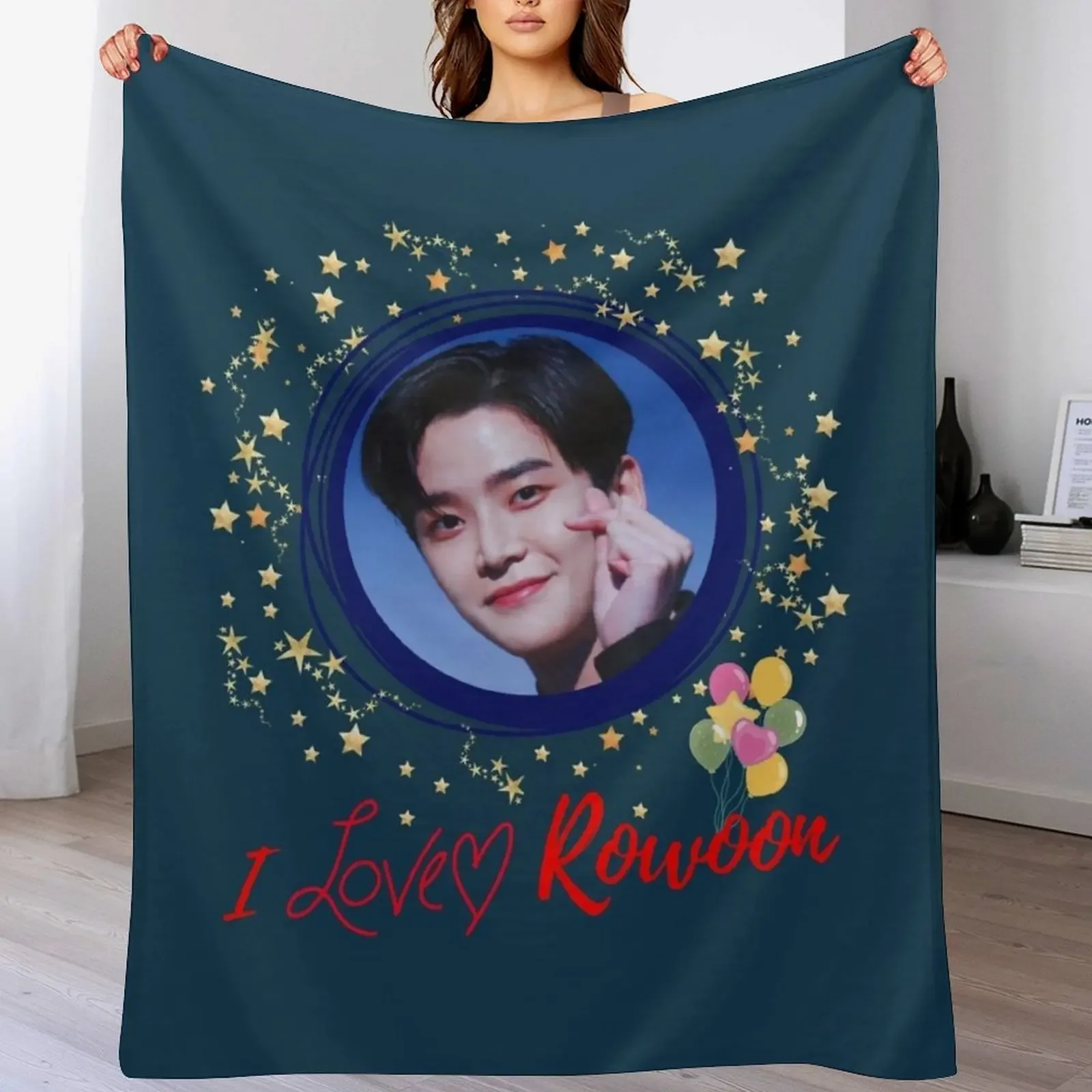 

I Love Rowoon Throw Blanket wednesday Flannel Nap Plaid on the sofa Blankets