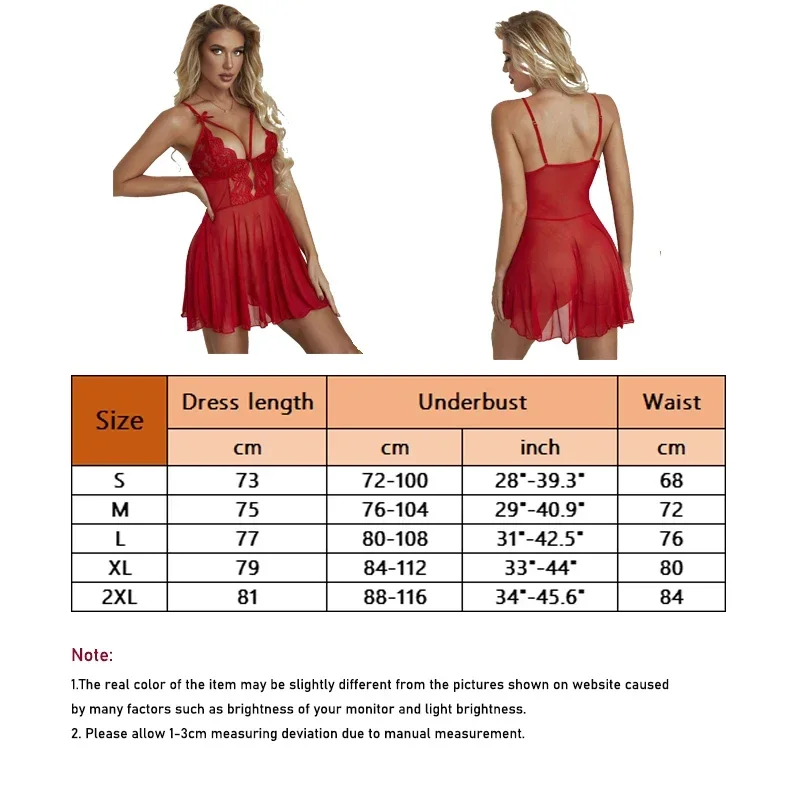 Women's Sexy Lace Nightdress Women's Bow Lingerie Pajamas Set Babydoll Costumes Erotic Hot Dresses Exotic Pajamas Sex Sleepwear