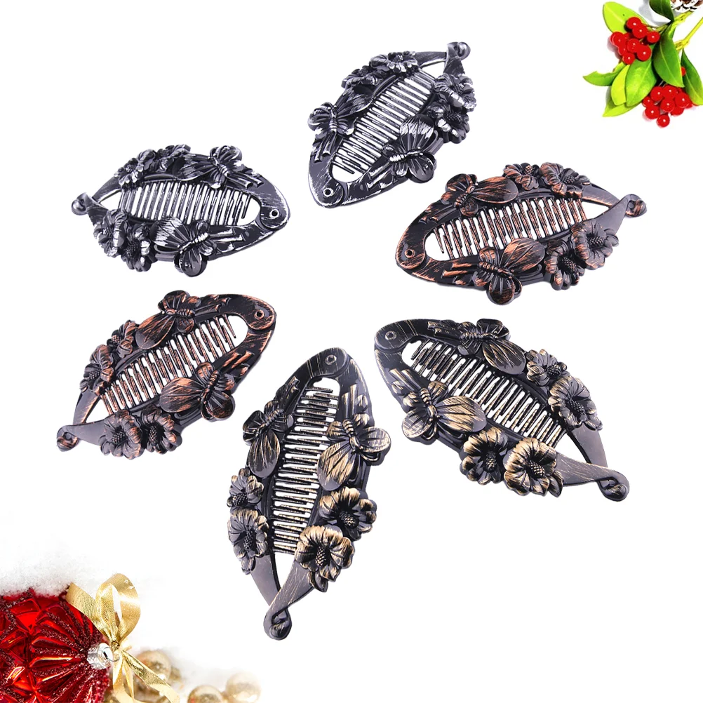 

6 Pcs Fish Design Hair Clip Ponytail Silver Clips for Claw Trendy Barrettes Pin Holder Classical