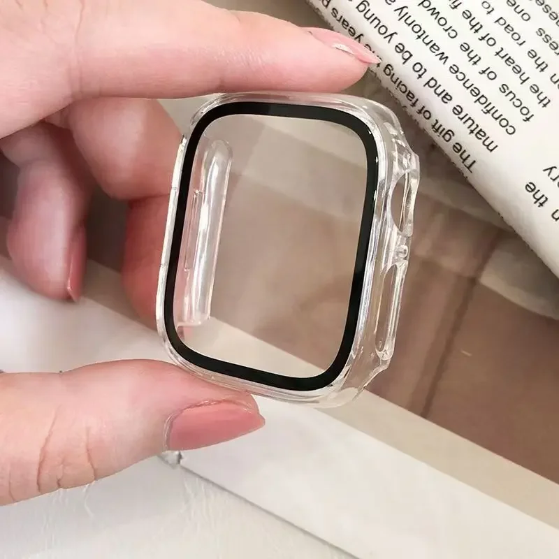 Tempered Glass+cover For Apple Watch 9 8 44mm 40mm 41mm 45mm 42mm 38mm PC bumper Screen Protector Case iWatch series 7 6 5 4 se image 4