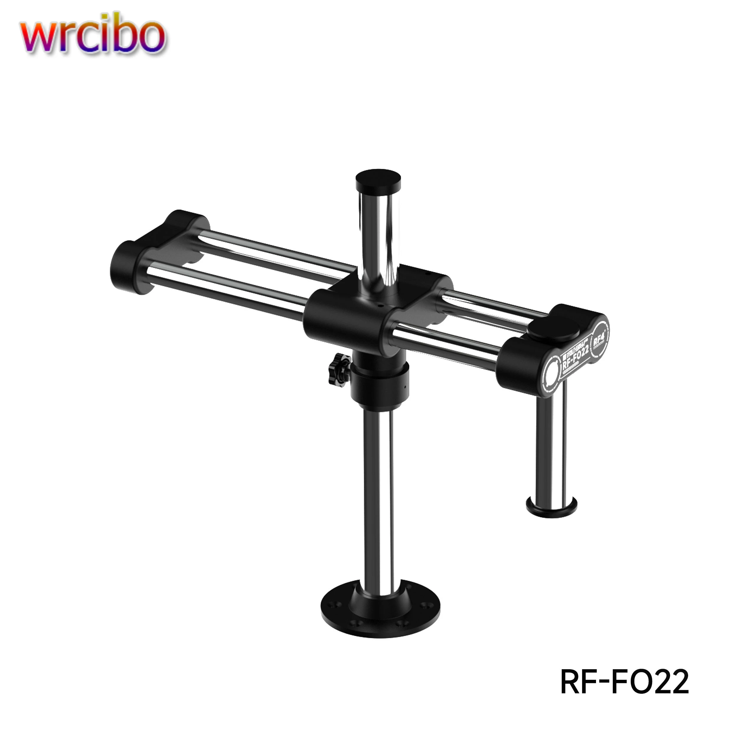 RF4 RF-FO22 Adjustable Universal Double Boom Microscope Stand Movable Aluminum Alloy Focusing Holder Base Metal Braket