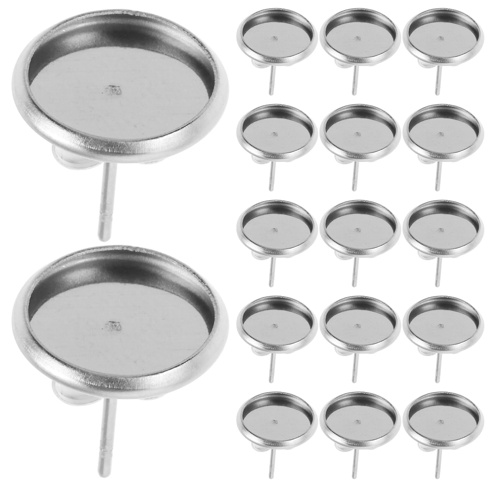 Boucles d'Oreilles Vierges en Acier Inoxydable, Base en Argent