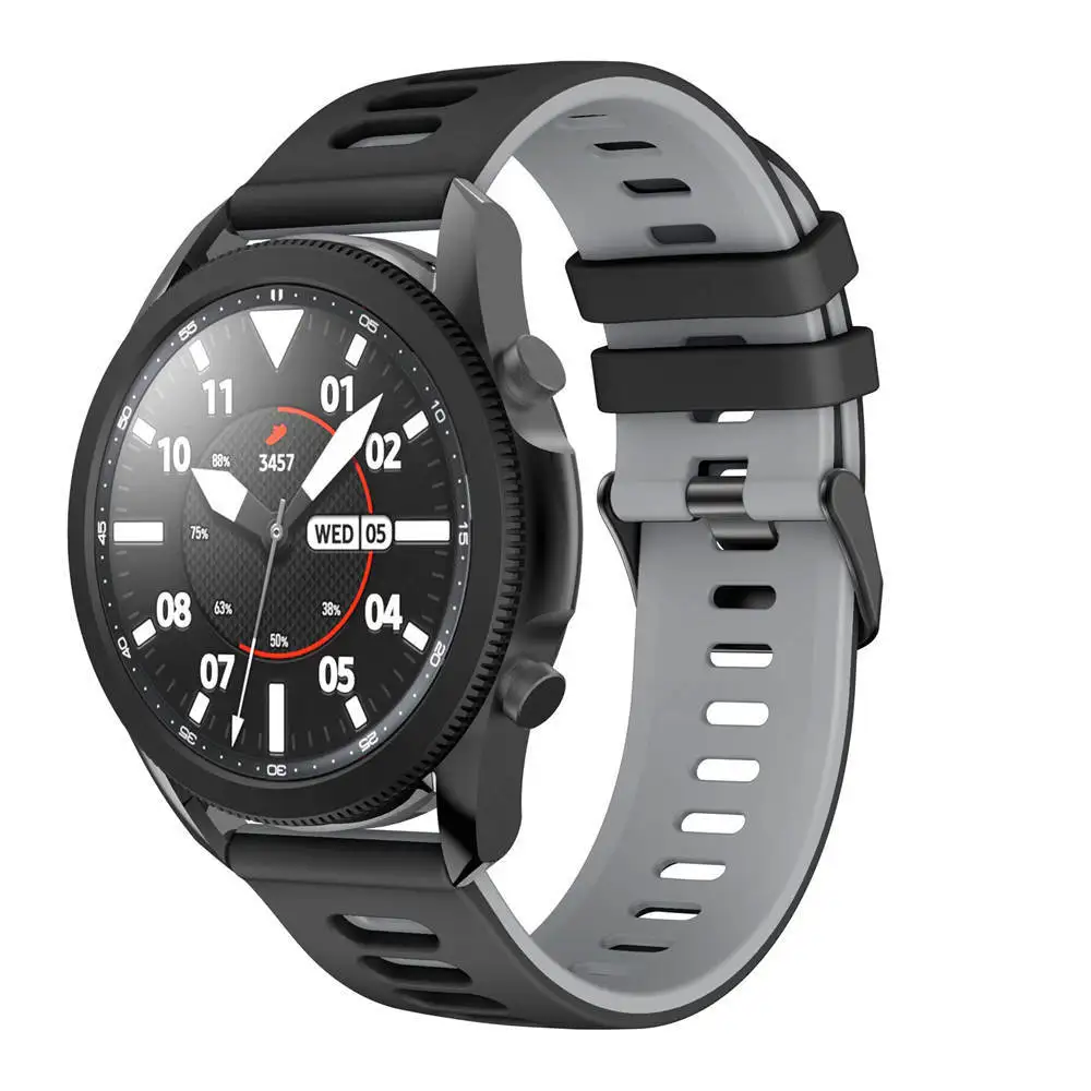 22mm/20mm Zweifarbiges Atmungsaktives Uhrenarmband für Samsung Galaxy Watch Serie Universelles Silikon-Sportarmband
