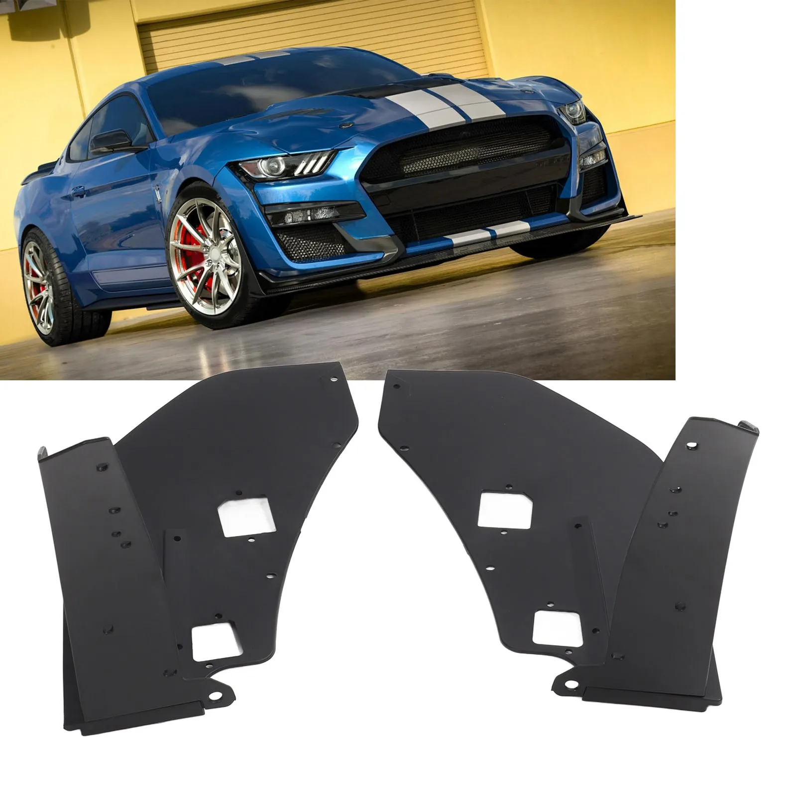 Front Bumper Corner Splitter 1 Pair Long Lasting Use Front Chin Spoiler Winglet Sporty Look for Mustang GT500 2014 To 2021