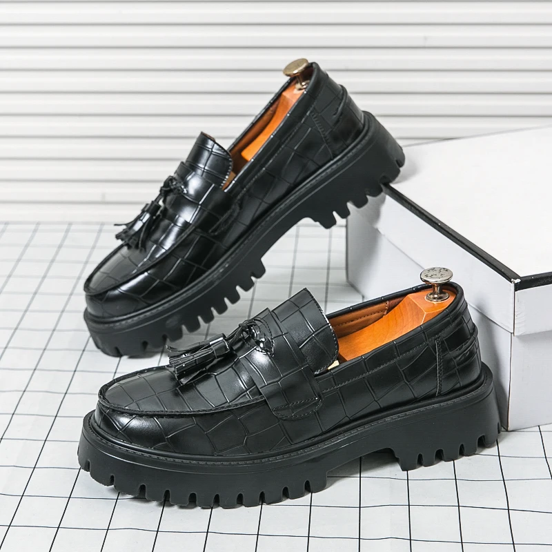 Scarpe, scarpe in pelle, velcro da uomo, testa tonda, traspiranti, business, casual, formali, pelle bovina, persone di mezza età e anziane, scarpe di papà