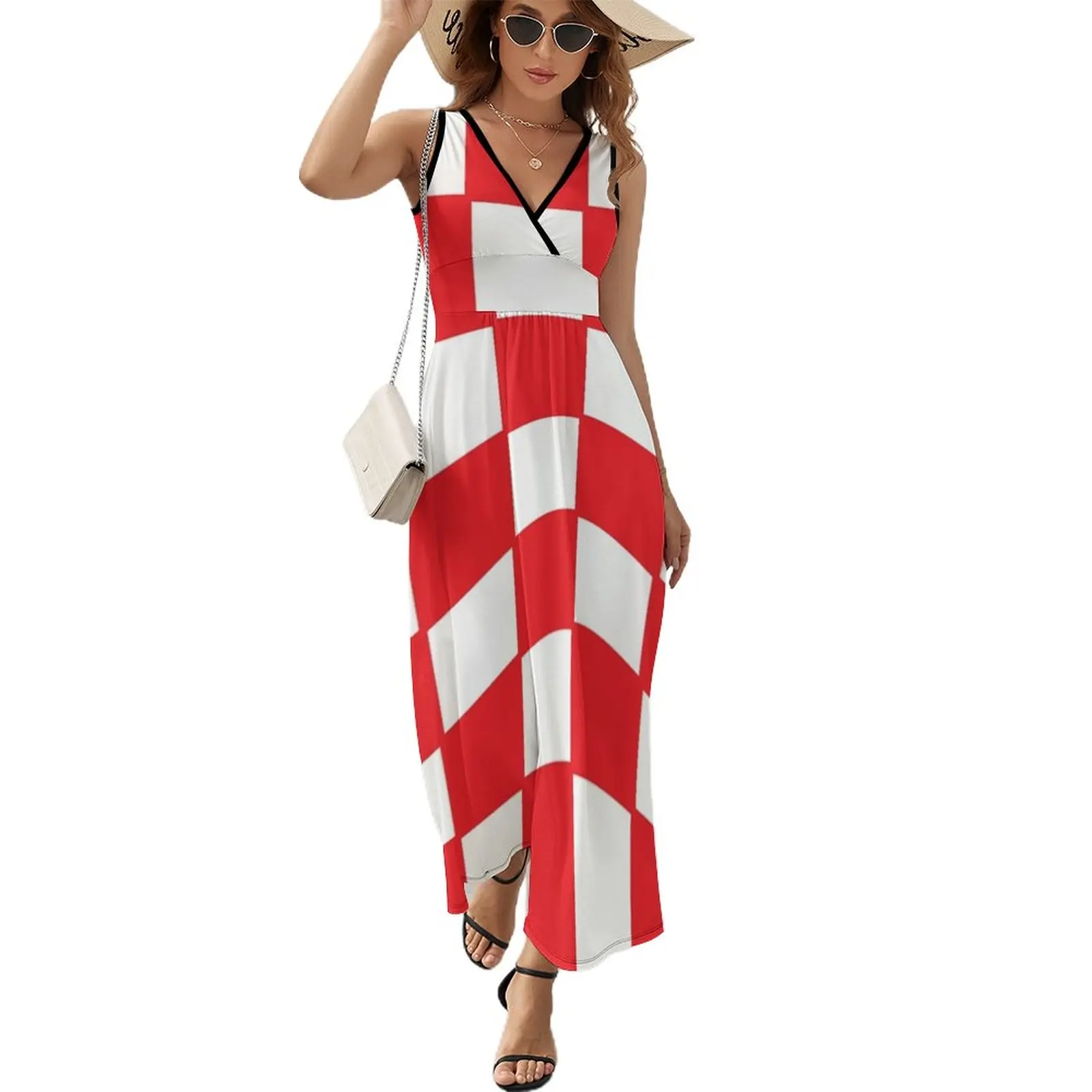 

Croatia red chess board Sleeveless Dress evening dresses ladies african dresses for woman