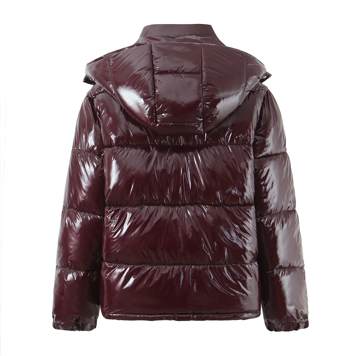 Nlzgmsj Winter Frauen Neue Mode Glänzende Oberfläche Jacke Stehkragen Langarm Zipper Mit Kapuze Parka Frauen Freizeit Mäntel Y2k – Detail 3