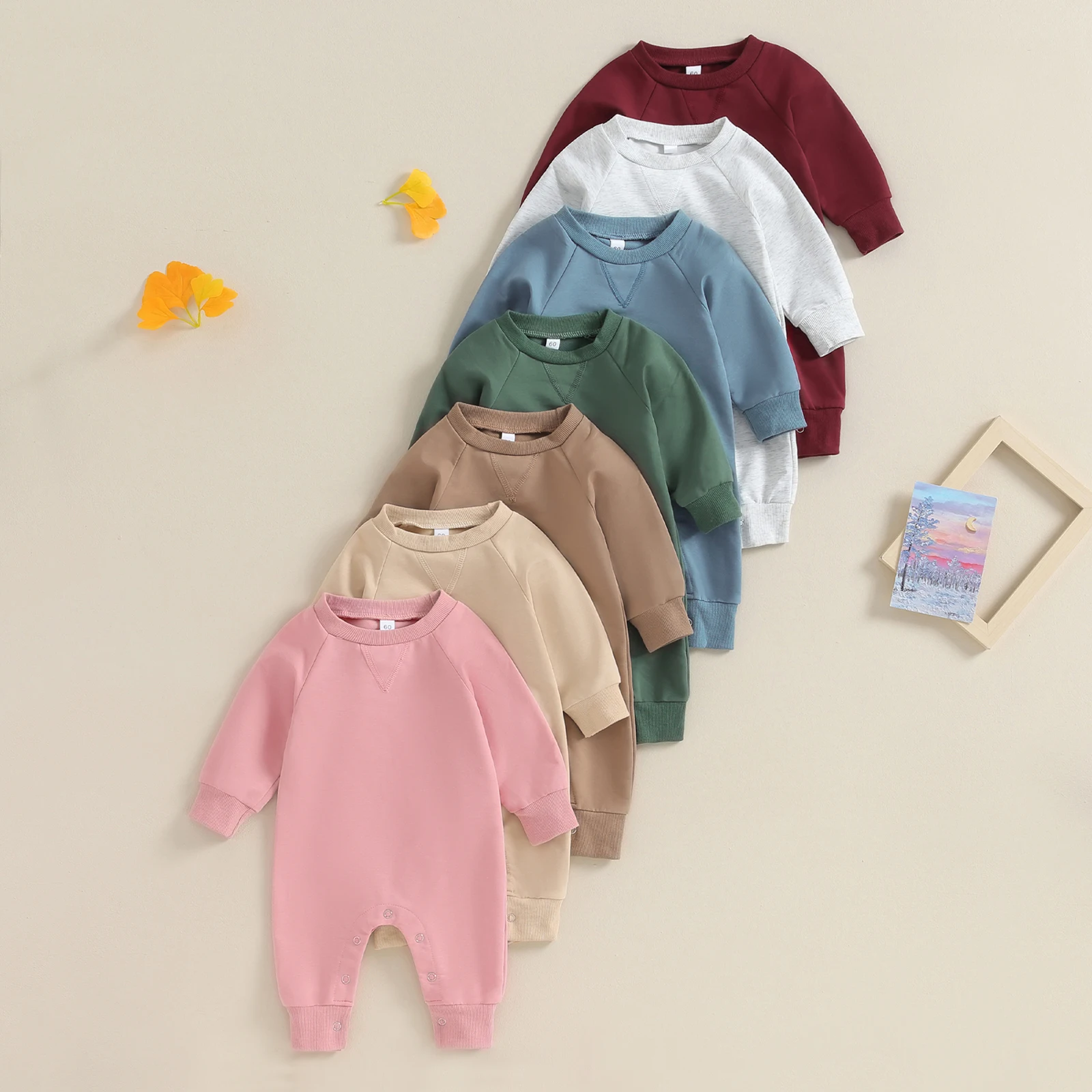 2023 Baby Casual Sweatshirt Jumpsuit Bubbles Long Sleeve Crew Neck Solid Color Romper Autumn Spring Boys Girls Overalls