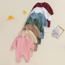 2023 Baby Casual Sweatshirt Jumpsuit Bubbles Long Sleeve Crew Neck Solid Color Romper Autumn Spring Boys Girls Overalls