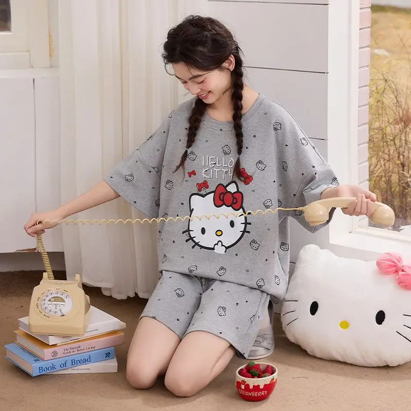 

Женский летний домашний комплект из двух предметов: свободные шорты и футболка с коротким рукавом, хлопковая пижама с мультяшным принтом