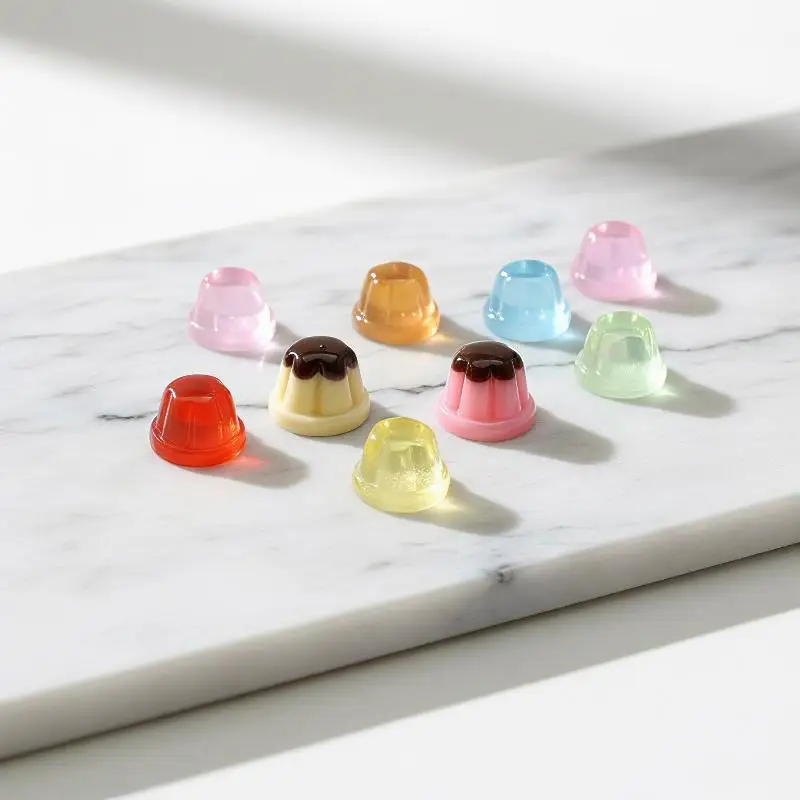 10pcs Resin Pudding Kawaii Fake Food Miniature Craft Material Scrapbooking Figurine Cabochon Accessories Flatback Embellishment