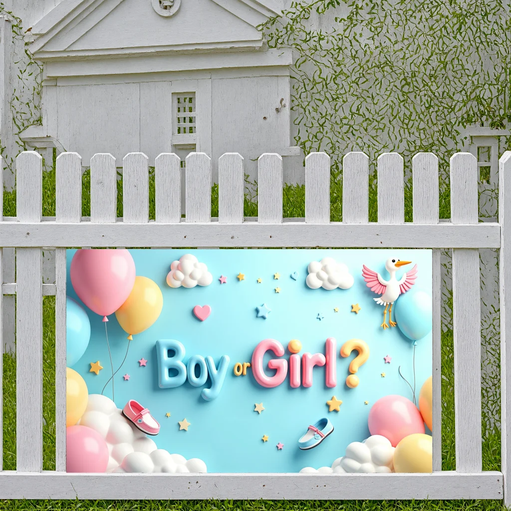 เพศเปิดเผยพื้นหลังตกแต่งสีฟ้าสีชมพูเด็กสาวบอลลูนเมฆ Baby Shower Party Supplies การถ่ายภาพฉลองกิจกรรม Decor