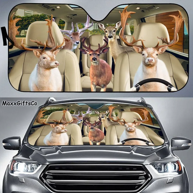 

Deer Car Sun Shade, Deer Windshield, Family Sunshade, Deer Car Accessories, Car Decoration, Gift For Dad, Mom