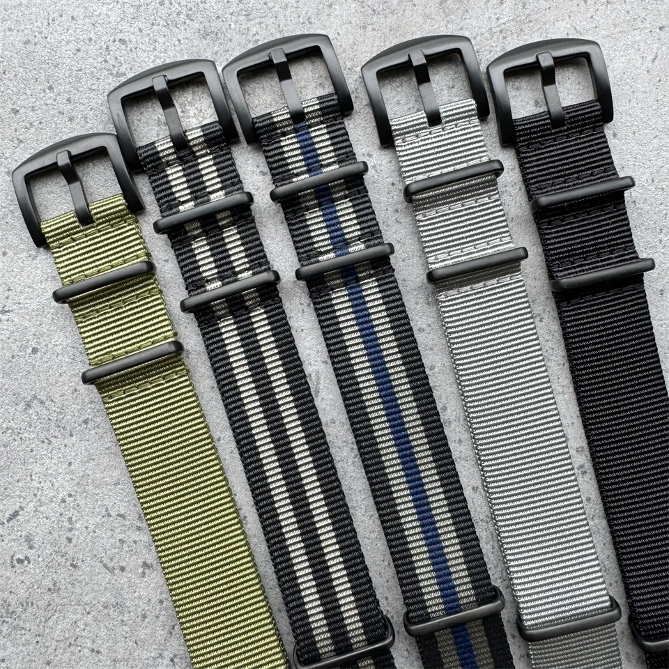 

20MM Fabric Watch Band Dive Sports 20 mm Nylon Watch Strap Man Black Buckle Belt for Watches