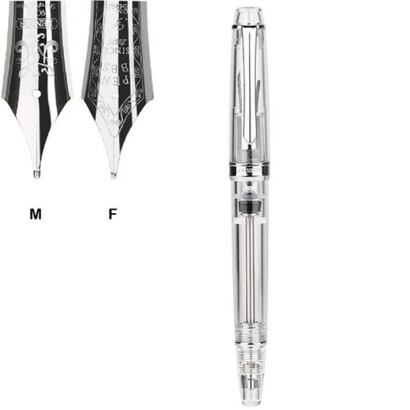 

A+ PENBBS 268 Clear Acrylic Vacuum Filling Fountain Pen Round Fine/Medium Nib w/Box