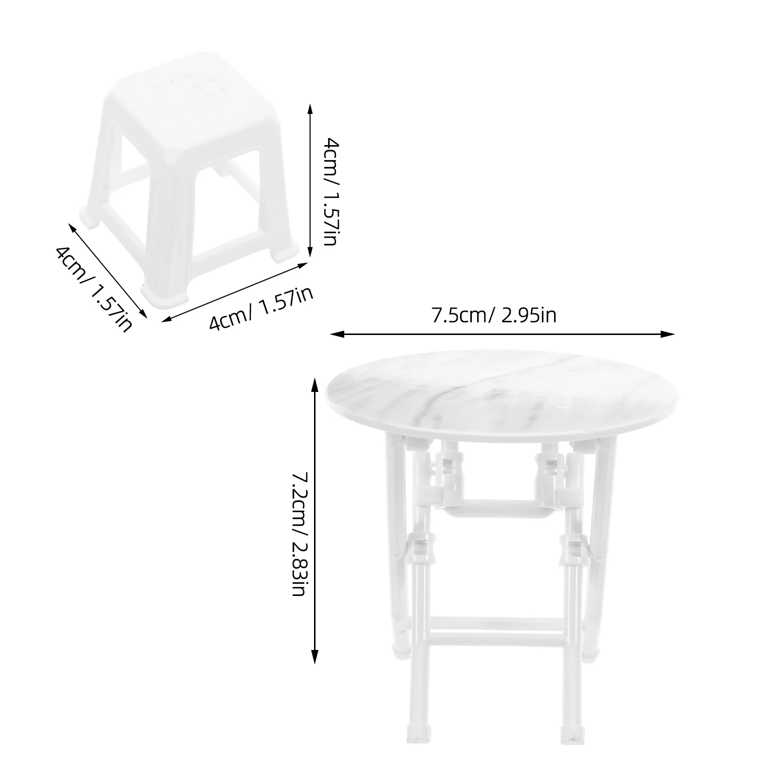 1 conjunto de pequena mesa e cadeiras de plástico em miniatura conjunto de móveis para casa de bonecas para criativo diy mini decoração de casa cadeira de casa de bonecas