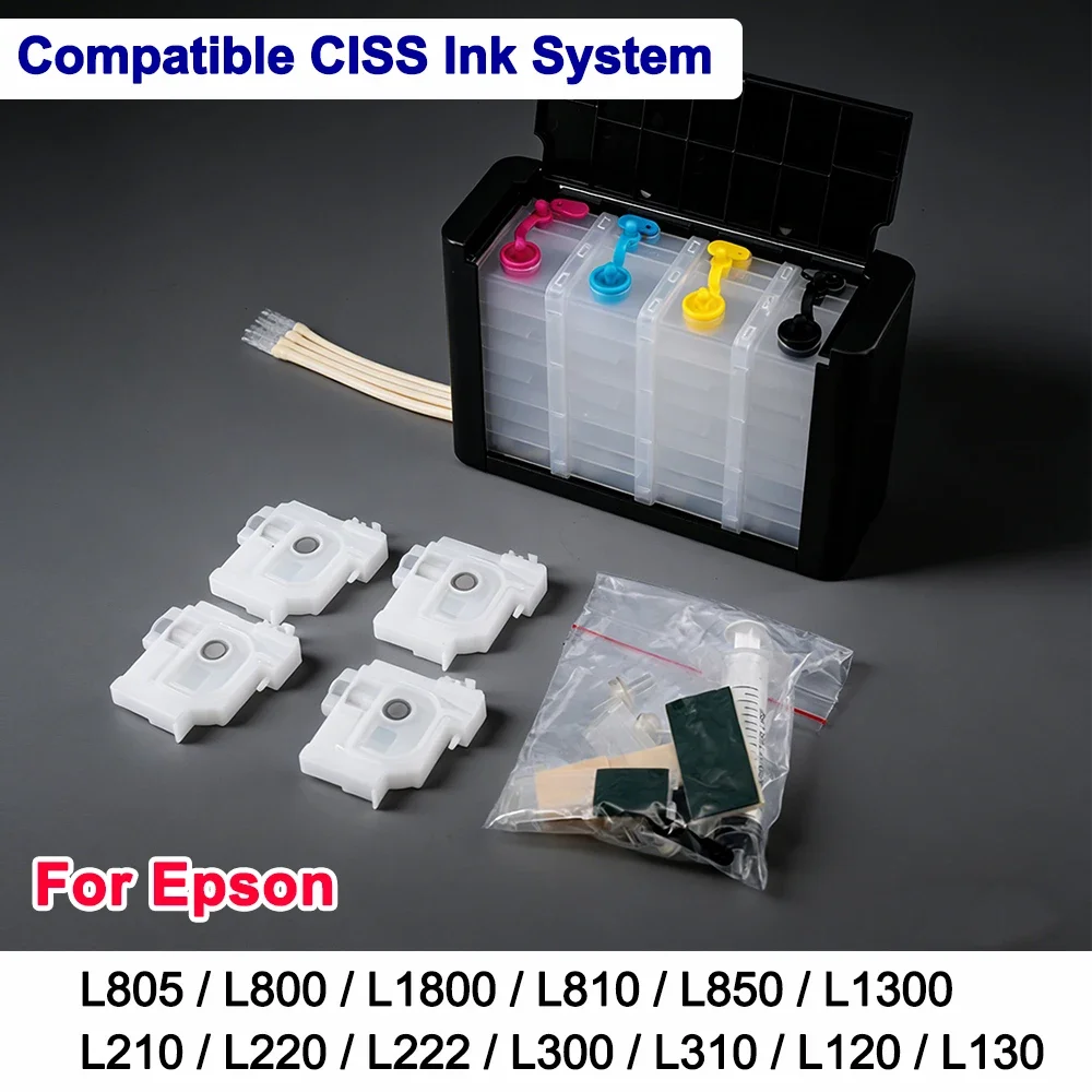 4 Colors Series CISS Ink Tank System External Cartridge Compatible For Epson L210 L220 L222 L300 L310 L320 L130 L455 L555 L558