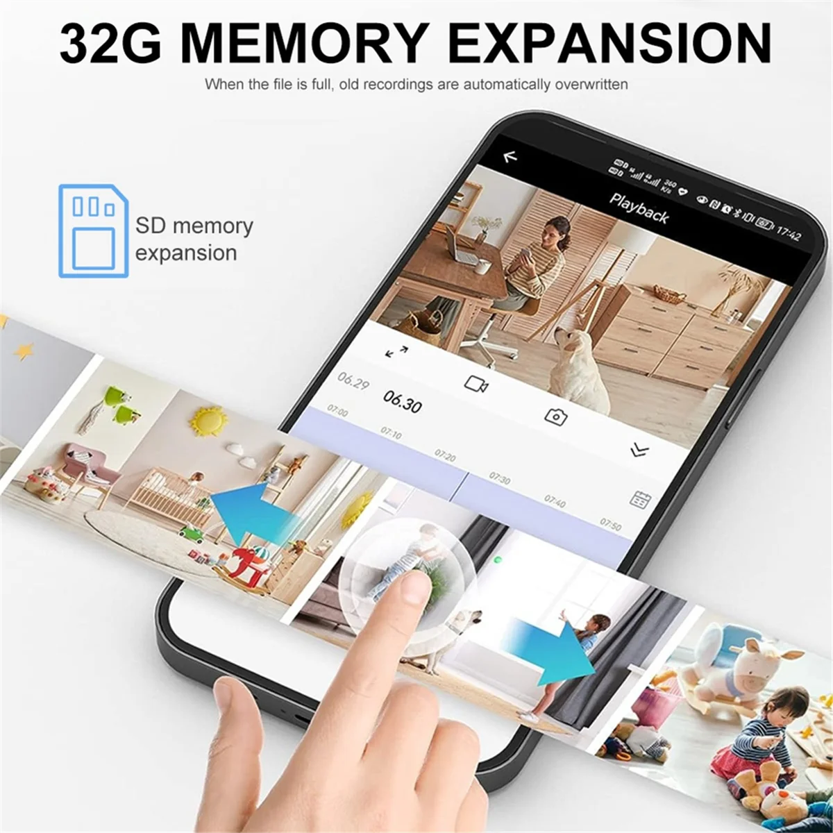 كاميرا IP لاسلكية 1080P للرؤية الليلية كاميرا صوت فيديو مع أجهزة إنذار ذكية، كشف الحركة، اتجاهين #4