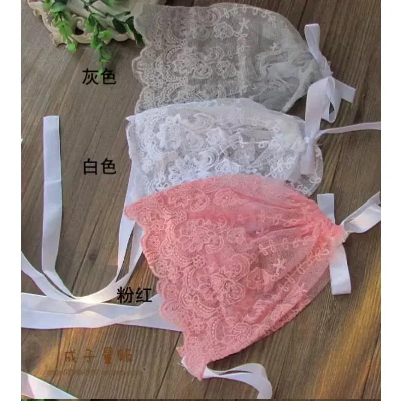 Vintage-Foto-Requisitenmütze mit floraler Spitze für Neugeborene – atmungsaktive, durchbrochene Mütze für Fotografie-Sessions für Babys (0–6 Monate)