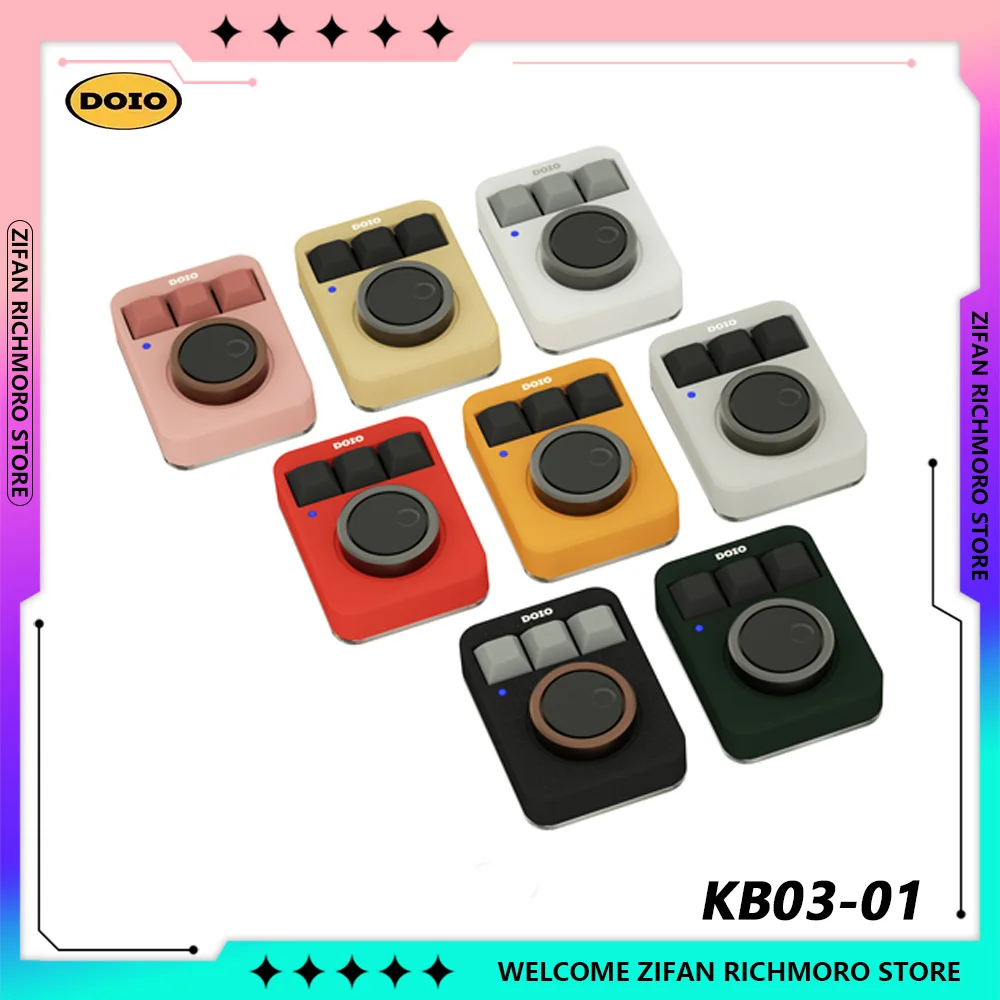 DOIO KB03-01 Mini Aluminum Two Knob Keypad RGB Bottom Shell Hot Swap Designer Customize Wired Mechanical Keyboard Christmas Gift