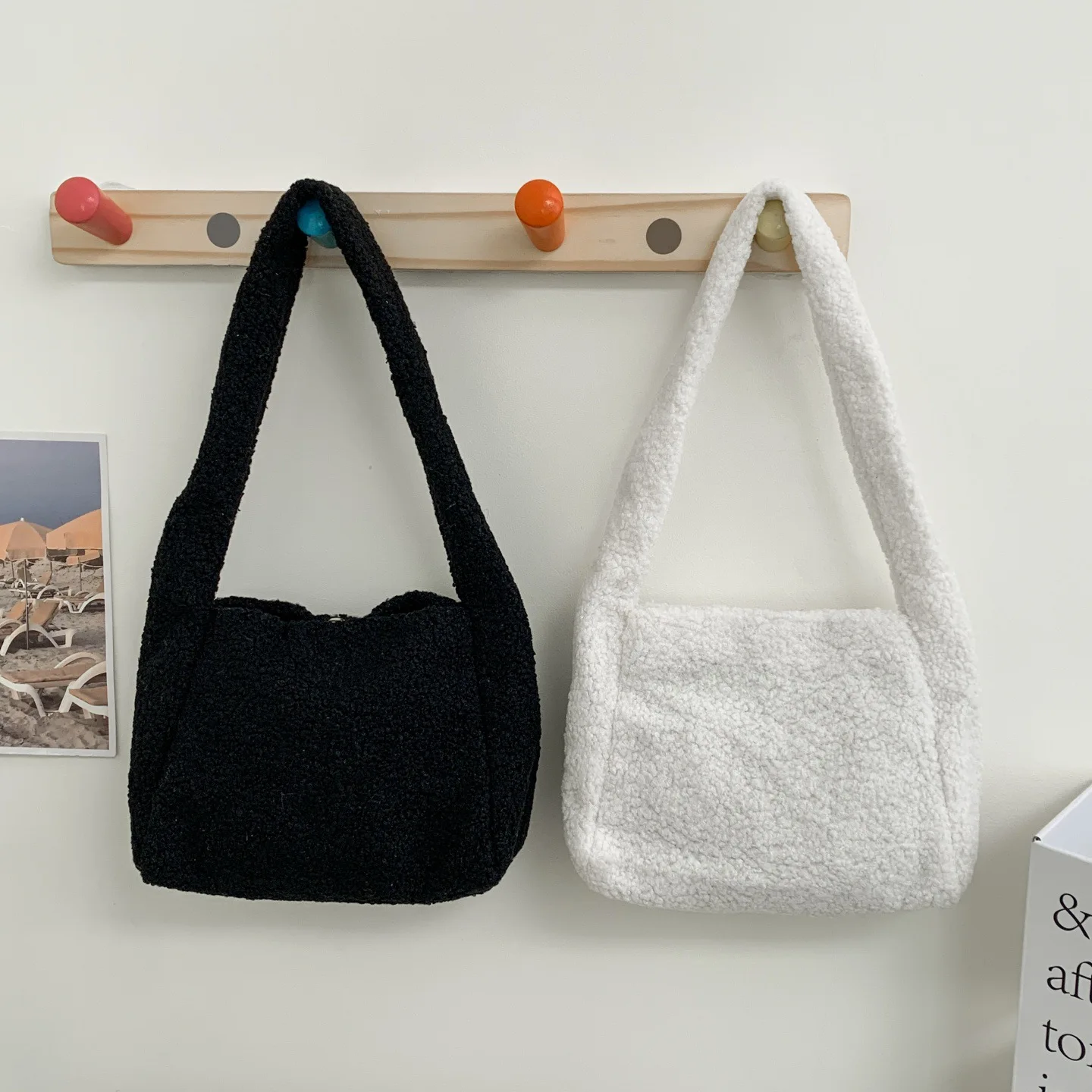 

Плюшевая клетчатая сумка для подмышек - милая сумка для девочек в гонконгском стиле, осенне-зимняя повседневная универсальная ручная сумка на плечо