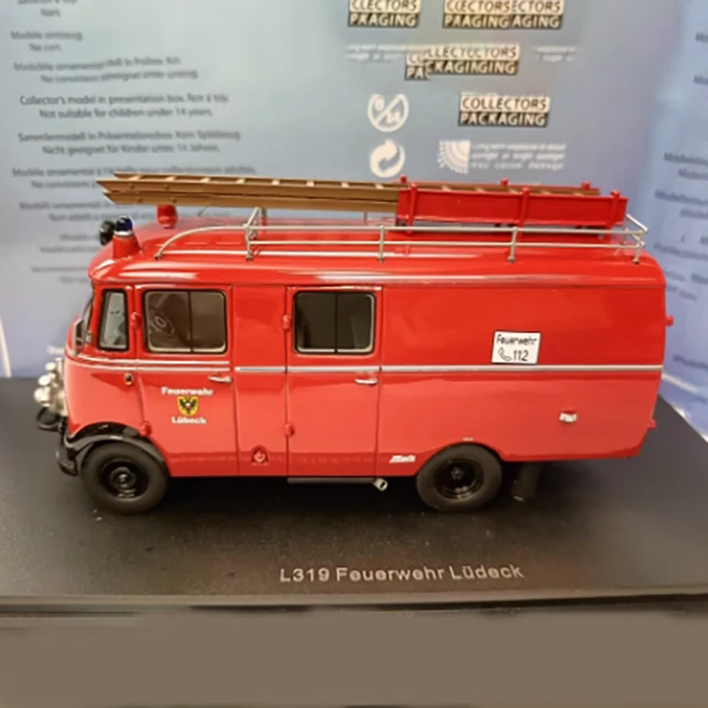 Neo escala 1:43 escada de combate a incêndios liga caminhão de bombeiros modelo l319 feuerwehr simulação acabamento decoração presente coleção clássica