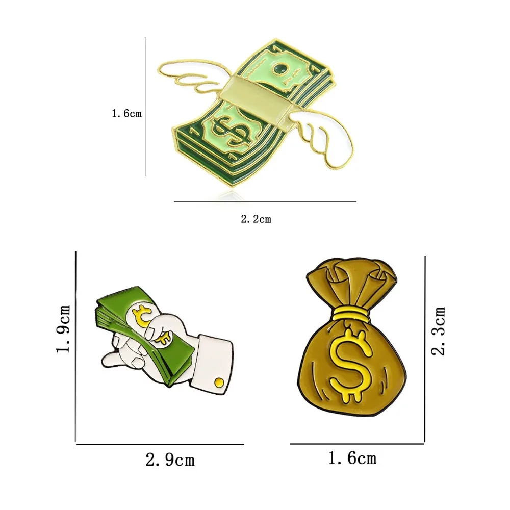 1pc Funny Brooches A Dozen Dollars in Hand Lapel Pin A Bag of Dollar Personality Badges Friend's Gift