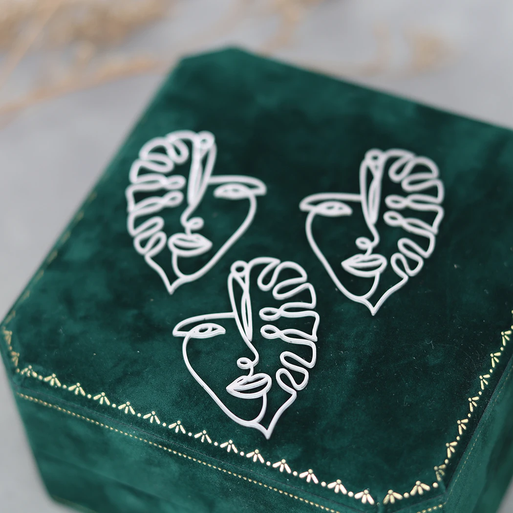 3 szt. Linia artystyczna ze stali nierdzewnej kwiat diy Vintage frędzle kolczyki Craft wisiorek Charms do tworzenia biżuterii akcesoria naszyjnikowe — zdjęcie 7