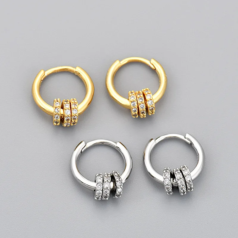 Elegant Combinable Hoop Earrings For Women Shiny Micro Crystal Copper Circle Female Trendy Exquisite Ear Piercing Accessory Gift