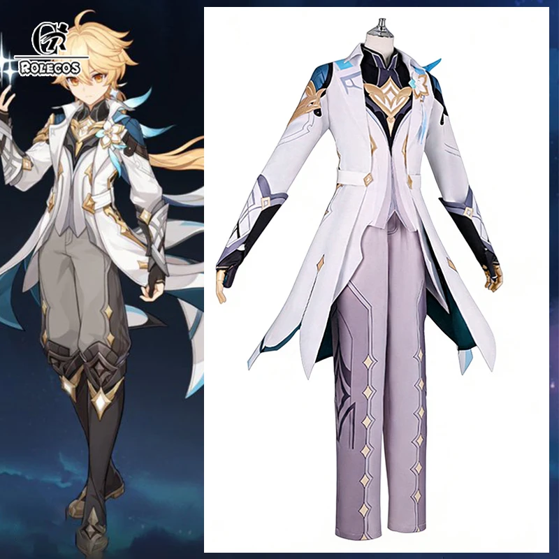 

ROLECOS Game Genshin Impact As Heaven and Earth Are Made Anew Travelver Aether Cosplay Costume Men Halloween Party Role Outfits