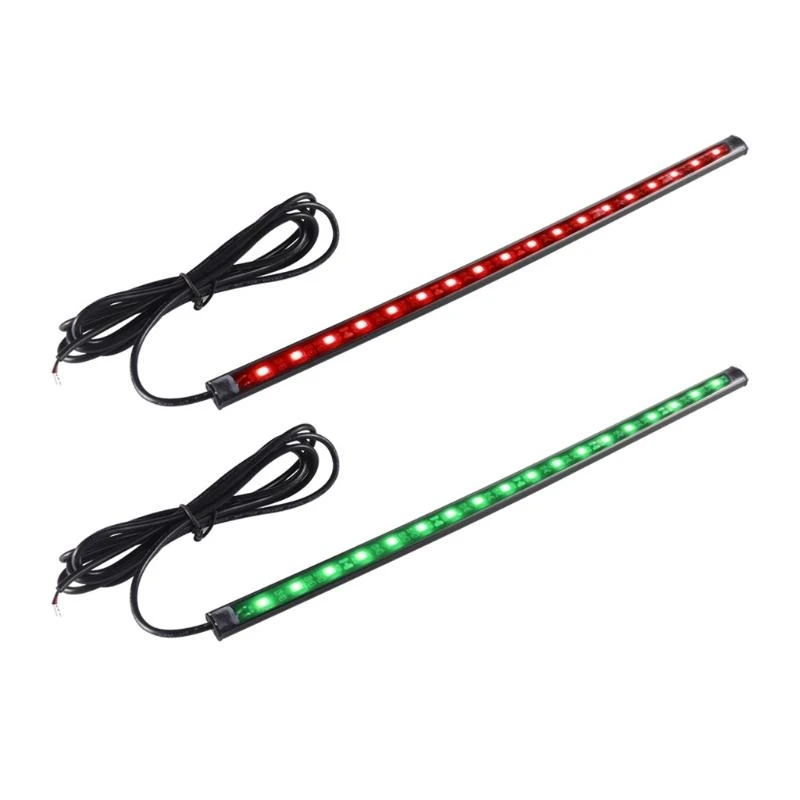 37JE 2Pcs LED Boat Navigation Light 18 LEDs Per Strip Marine Bow Light Sidelight 12V Waterproof for Fishing Boat, Red & Green
