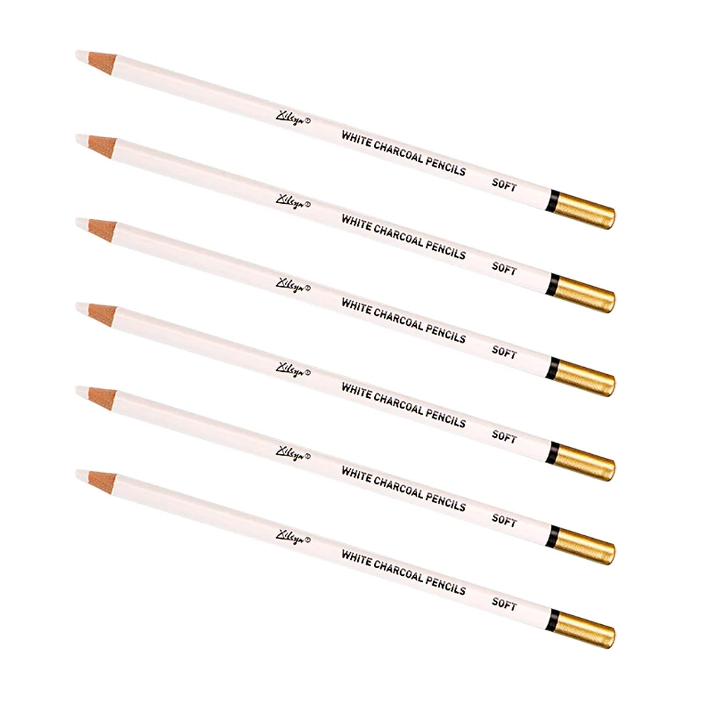 6 Pcs Pencil Sketch Eraser Pencils Drawing for Sketching Graphite Wooden White Painting Charcoal