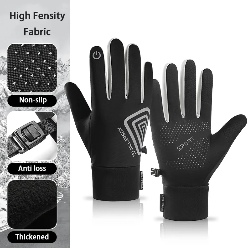 

New Waterproof Winter Bicycle Gloves Velvet Lining Thickened Touch Screen Gloves Anti Slip Warm Gloves Autumn Winter