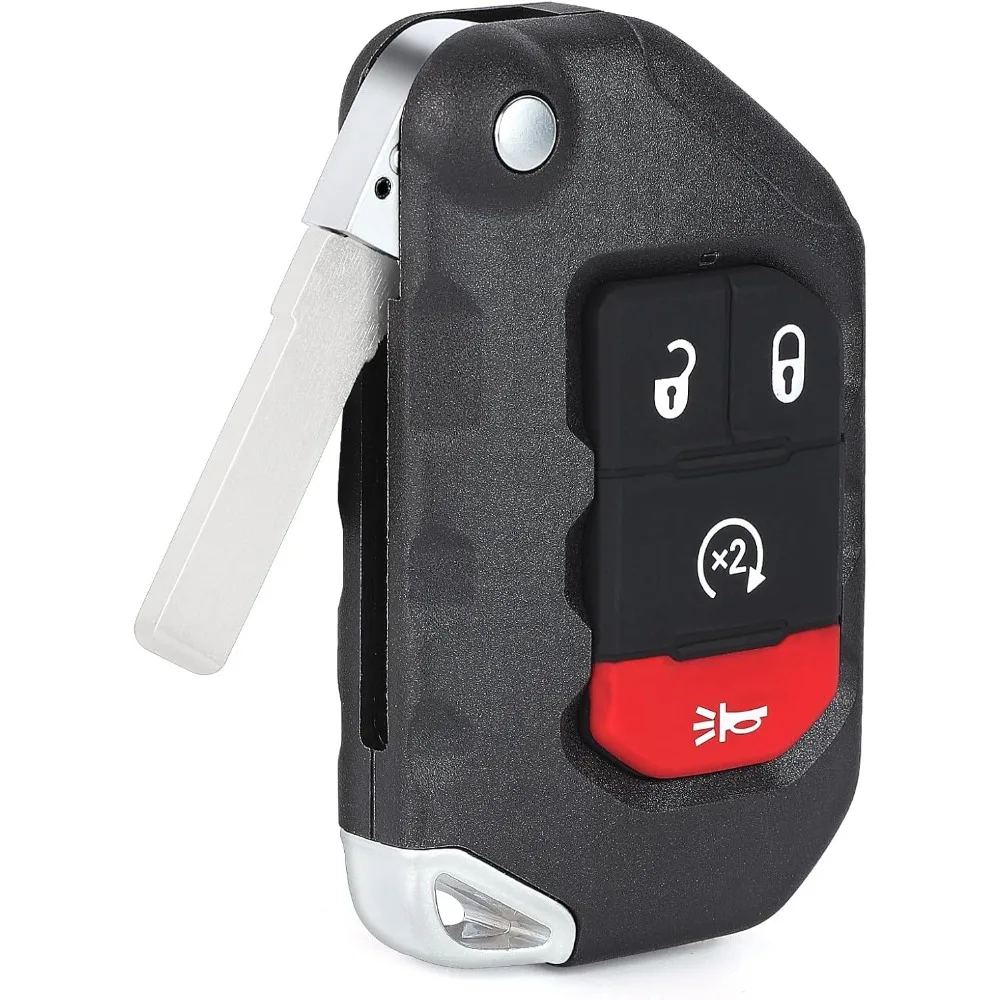 

Flip Key Fob Replacement for Wrangler 2018-2024 Gladiator 2020-2025 Keyless Entry Remote 4 Buttons