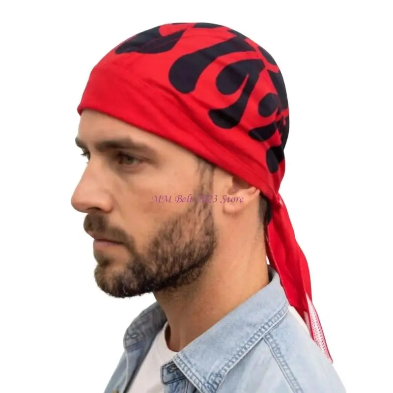 49ME Unisex Cooling Head Wrap Cool Skull Pattern Decorative Durag Headscraf for Men