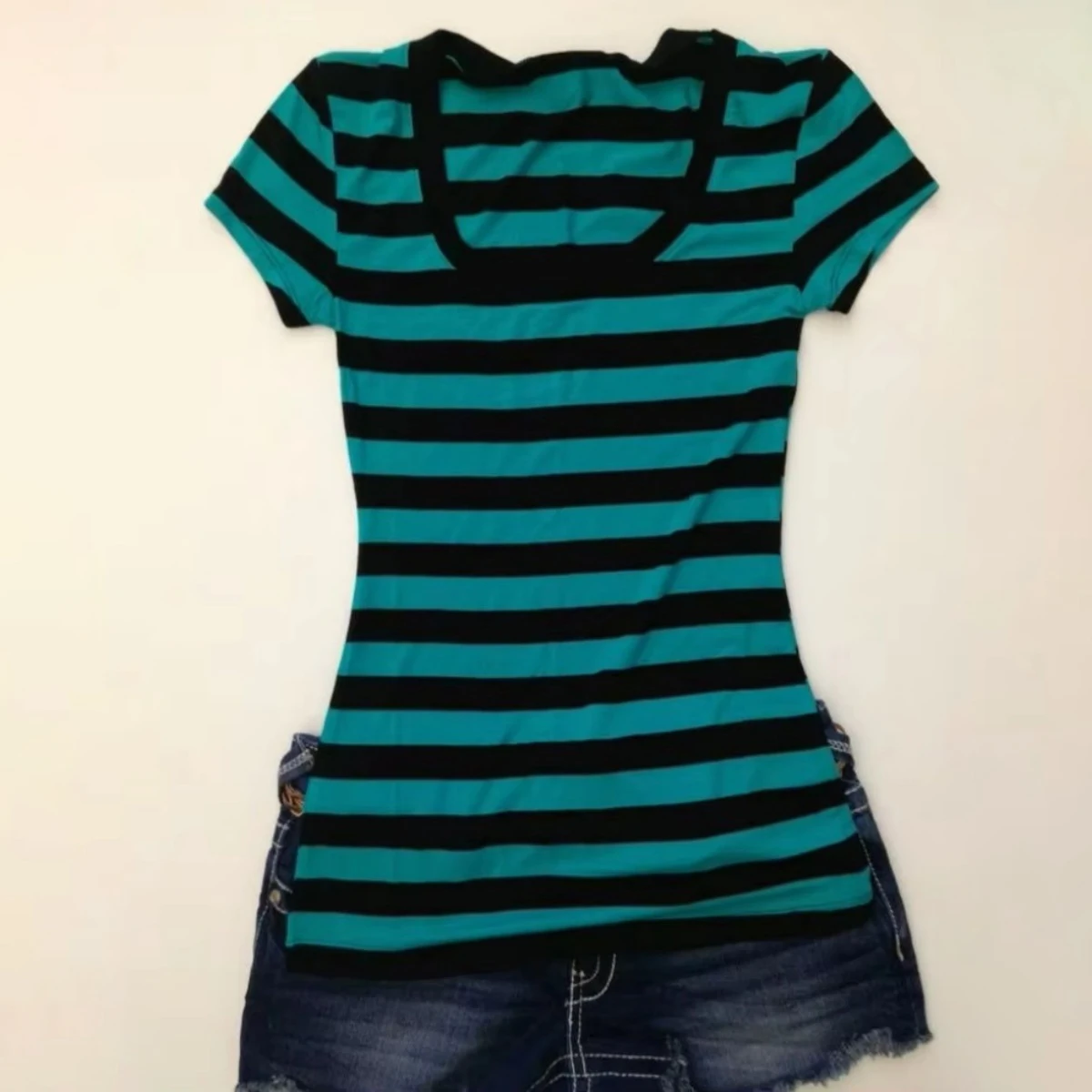Y2K Crop Top Damen Hot Girl Streifen Street Emo 2000er Jahre Kleidung Sommer Vintage Kurzarm T-Shirt Mode Schick Klassisch Süßes Baby Tee
