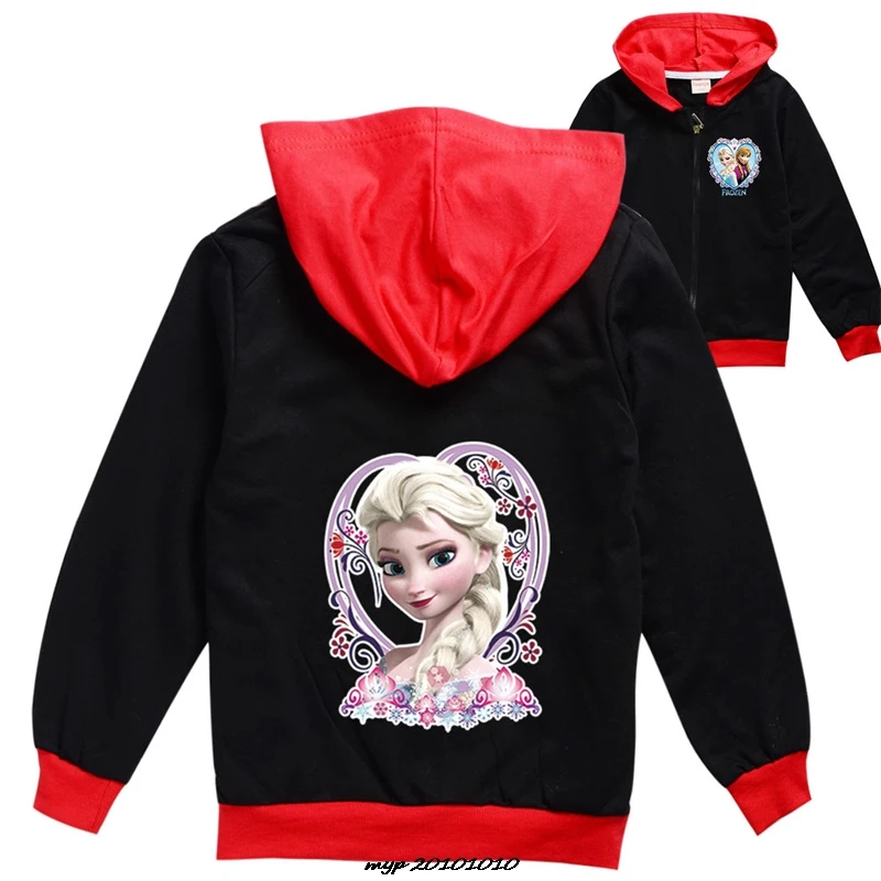 Frozen Elsa Clothes Kids Zipper Jackets for Girls Hooded Sweatshirt Baby Boy Hoodies Children Long Sleeves Sweater