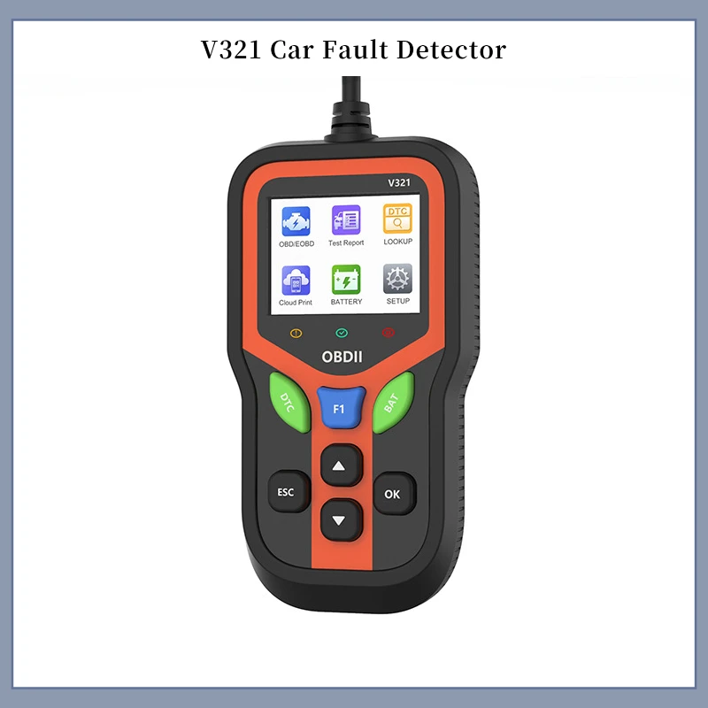 

Многоязычный сканер OBD2 V321 Диагностический инструмент Считыватель кодов неисправностей Тестер батареи