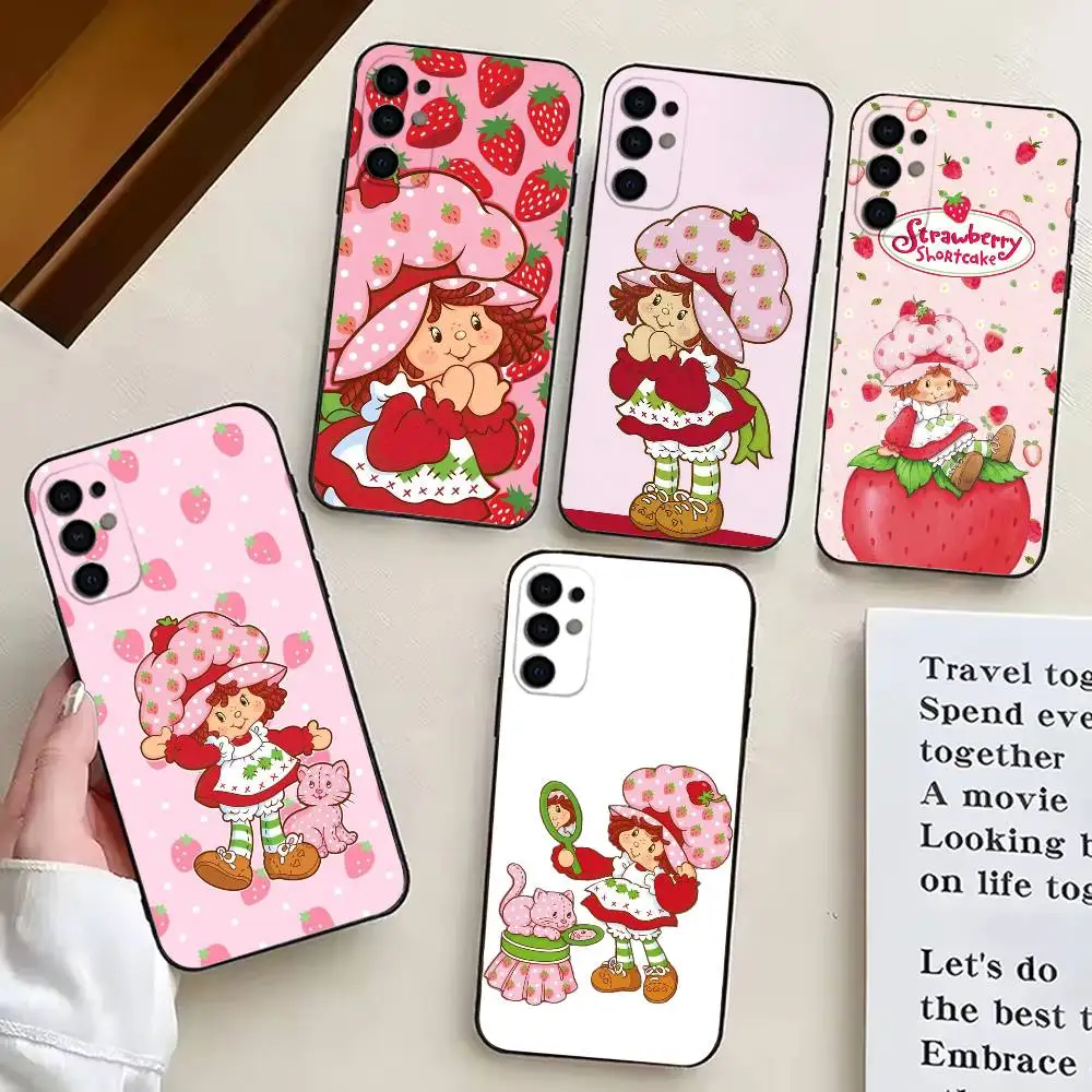 

S-Strawberry S-Shortcake-Girl Phone Case Black Silicone Soft For Samsung S25,S24,S21,S22,S23,S30,Ultra,S20,Plus,Fe,Lite