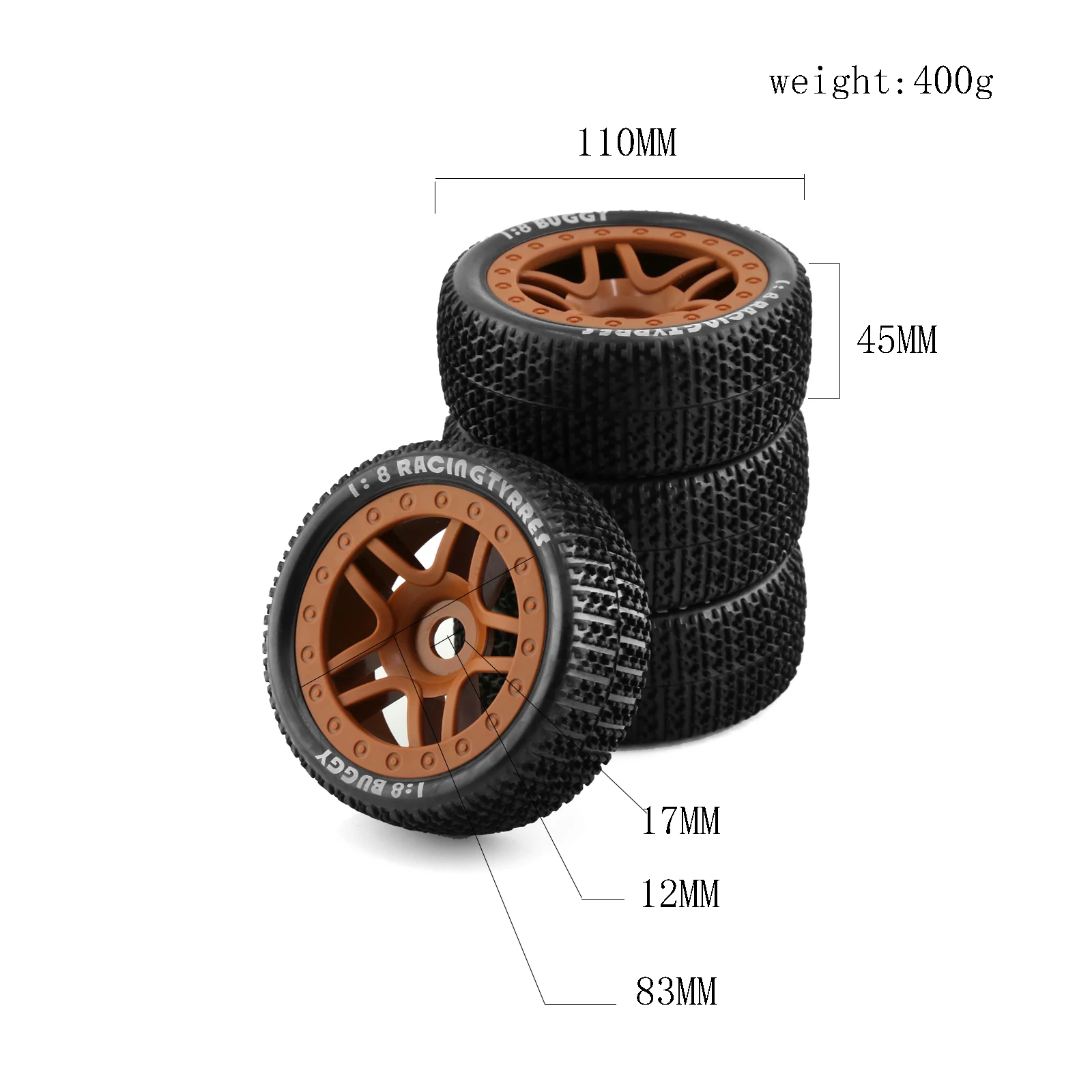 RS 4 szt. 1/8 4WD Nitro z samochód zabawka opon felgi 17mm z sześciokątną do 1:8 wagi RC HSP HPI Kyosho ZD Hongnuo Redcat Traxxas