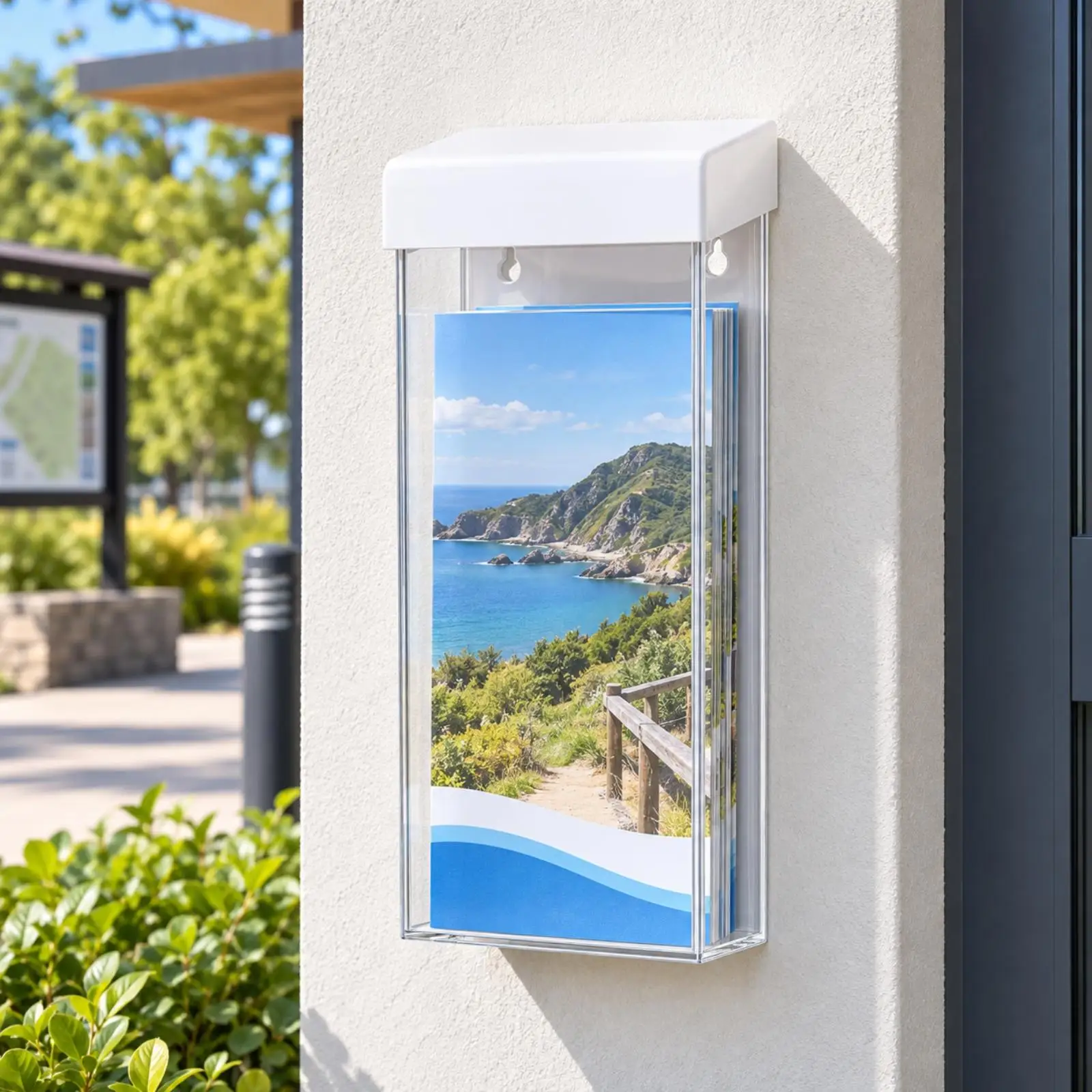 Wall-Mounted Acrylic Brochure Holder Transparent Brochure Holder with Cover Wall-Mounted Pamphlet Display Indoor Outdoor