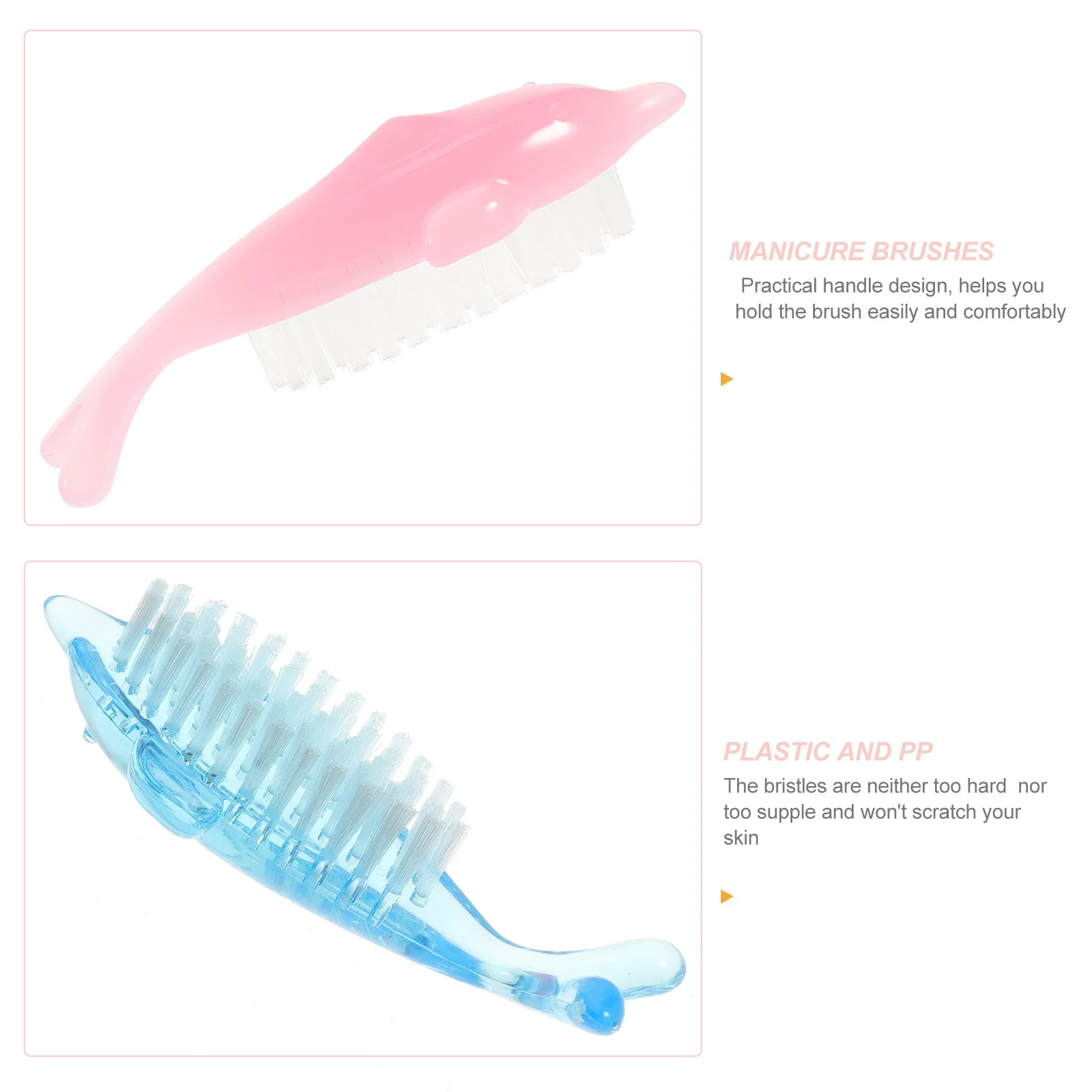 

4Pcs Nail Cleaning Brush Dolphin Shaped Practical Handle Soft Bristles Fingernail Cleanup Tool Multi-Functional Manicure