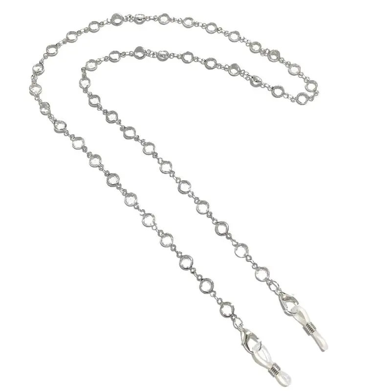 Modische Brillenkette mit Imitations-Strasssteinen für Damen, Gesichts-Accessoires, Sommer-Perlen-Brillenkette, Silikon-Schlaufen, Casual-Schmuck – Detail 4