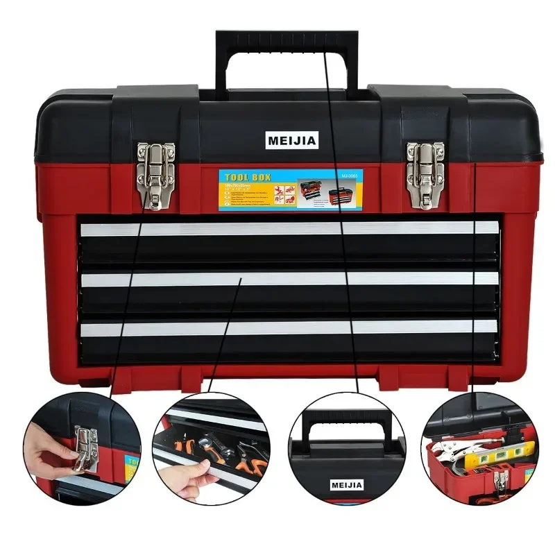 Large Size Professional Storage Box Hardware Tool Portable Electrician  Multifunction Industrial Drawer Type Case
