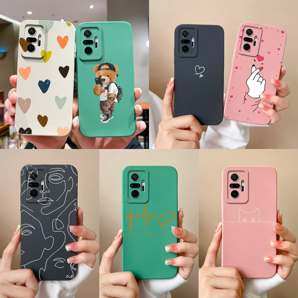 For Redmi Note 10 Pro Note 10 Pro Max 4G 5G Case Cute Bear Liquid Shockproof For Xiaomi Redmi note 10 pro note 10 pro max Bumper