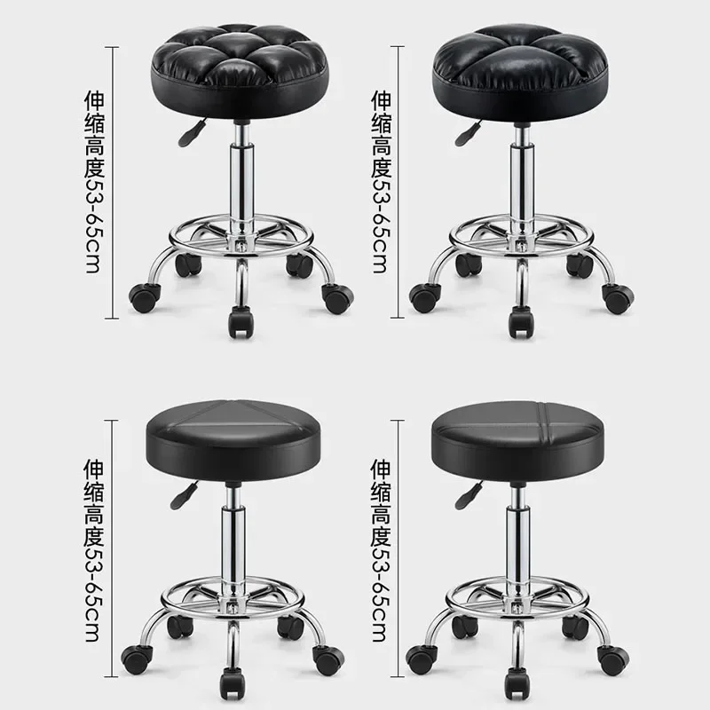 Beauty Salon Barber Shop Chair Furniture Hairdressing Chair Rotary Lifting With Wheels Round Stool Manicure Soft Leather Chairs