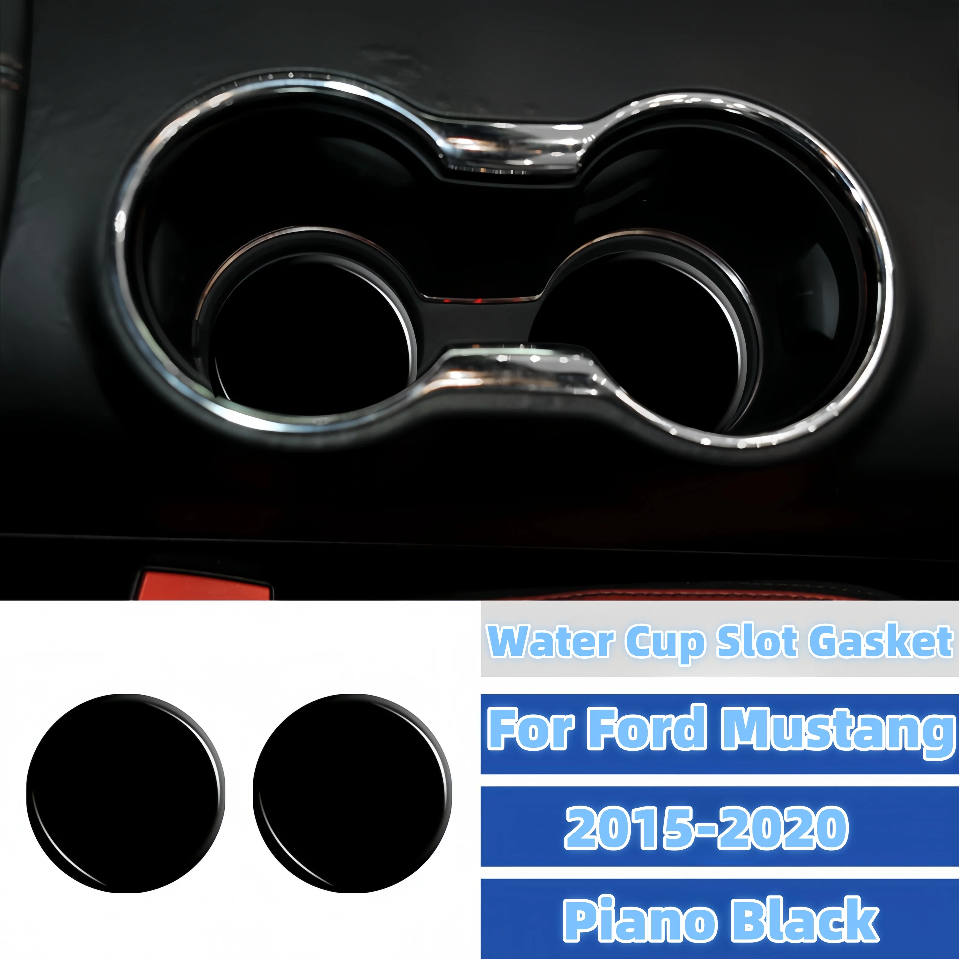 

For Ford Mustang 2015-2021 Piano Black Car Interior Water Cup Slot Gasket Cover Protective Trim Stickers Accesorios Para Carro