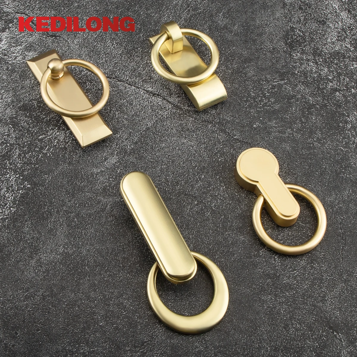 

KEDLO Furniture hardware modern minimalist gold hanging ring handle cupboard drawer wardrobe bedside table knob Cabinet Handle